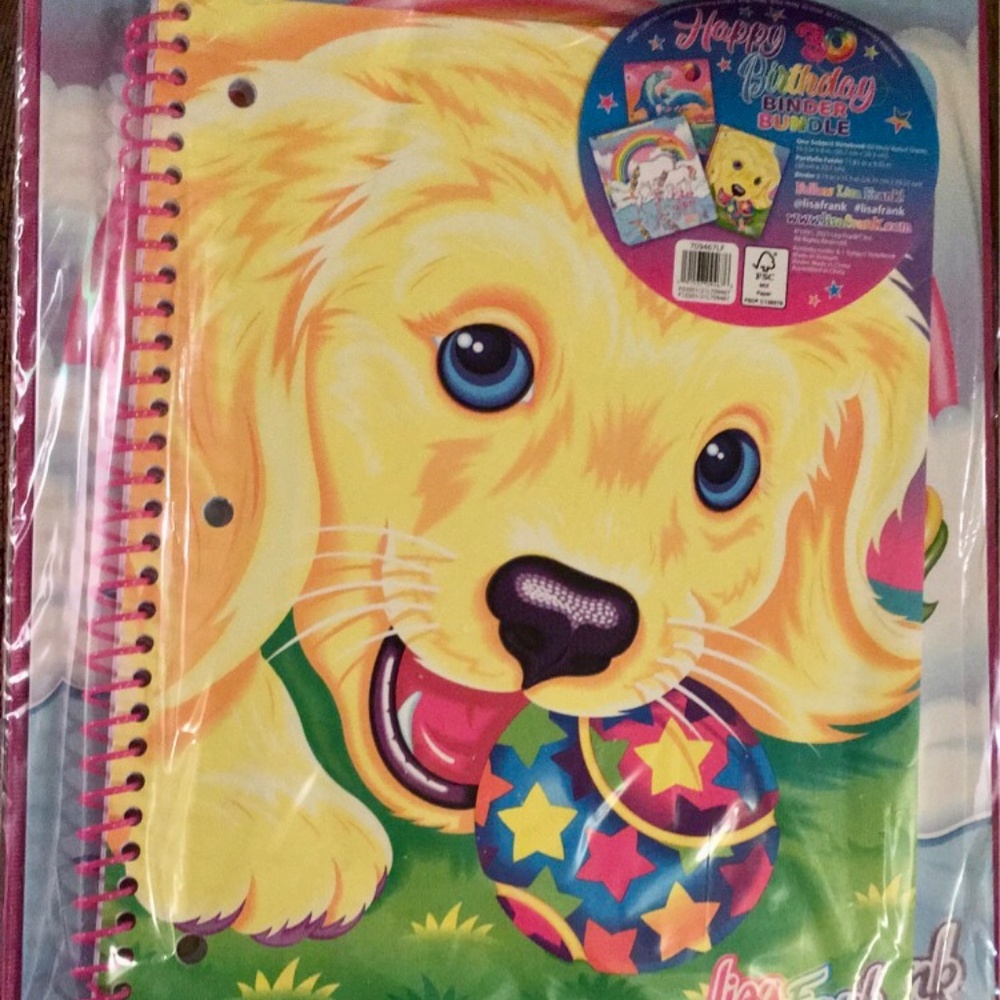 Lisa Frank Binder Notebook Folder Set Back to School Unicorn Dolphin Dog NWT
